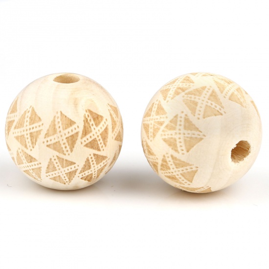 Picture of Wood Spacer Beads Round Natural Rhombus About 16mm Dia., Hole: Approx 4.1mm, 20 PCs