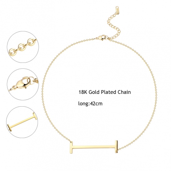 Immagine di Lettera Maiuscola Messaggio " J " Collana con Ciondolo All'Ingrosso, Tono Argento 304 Acciaio Inossidabile Catena a Cavo, Donne Ecologico Elegante Squisito Regalo Gioielli Per Rivenditore, 42cm-41cm Lunghezza, 1 Pz