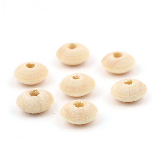 Picture of Wood Spacer Beads Flying Saucer Natural About 12mm Dia., Hole: Approx 3.3mm, 200 PCs
