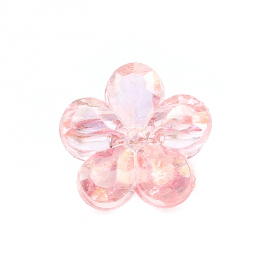 Image de Perles en Acrylique Fleur Rose Pêche Transparent Couleur AB 12mm x 12mm, Trou: env. 2.4mm, 200 Pcs