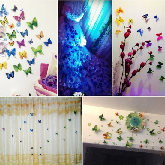 Picture of PVC Ethereal Butterfly Fridge Magnet Fuchsia Magnetic 12cm x9.1cm - 5.9cm x4.5cm, 1 Packet ( 12 PCs/Packet)