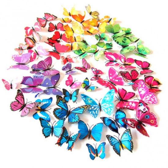 Picture of PVC Ethereal Butterfly Fridge Magnet Fuchsia Magnetic 12cm x9.1cm - 5.9cm x4.5cm, 1 Packet ( 12 PCs/Packet)