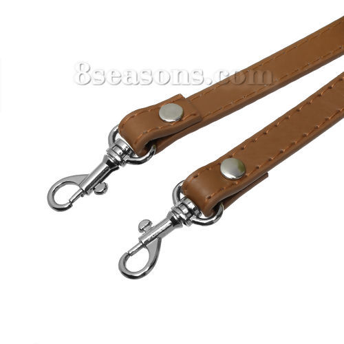 Picture of PU Leather Purse Replacement Shoulder Strap Belt Buckle Brown Silver Tone 121cm(47 5/8") long, 12.5mm( 4/8")wide 1 Piece