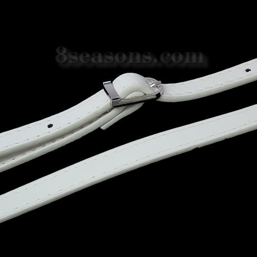 Immagine di Similpelle Borsa Tracolla Fibbia della Cintura Bianco Sporco Tono Argento 12.5mm larghezza, 121cm lunghezza, aperta taglia 1 Pz