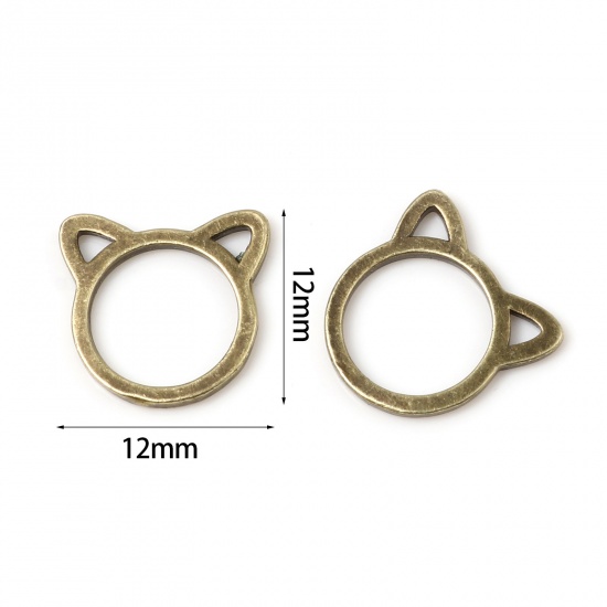 Picture of Brass Charms Antique Bronze Cat Animal 12mm x 12mm, 5 PCs                                                                                                                                                                                                     