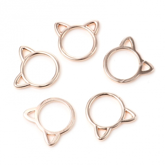 Picture of Brass Charms Rose Gold Cat Animal 12mm x 12mm, 5 PCs                                                                                                                                                                                                          