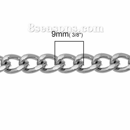 合金 喜平チェーン シルバートーン 9x6.5mm、 2M の画像