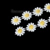 Imagen de Encaje Trim Flor de la margarita Terylene de Blanco & Amarillo 25mm, 2 Yardas