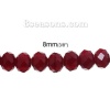 Picture of Glass Beads Round Wine Red Faceted About 8mm Dia, Hole: Approx 0.9mm, 47.7cm(18 6/8") long, 1 Strand (Approx 70 PCs/Strand)