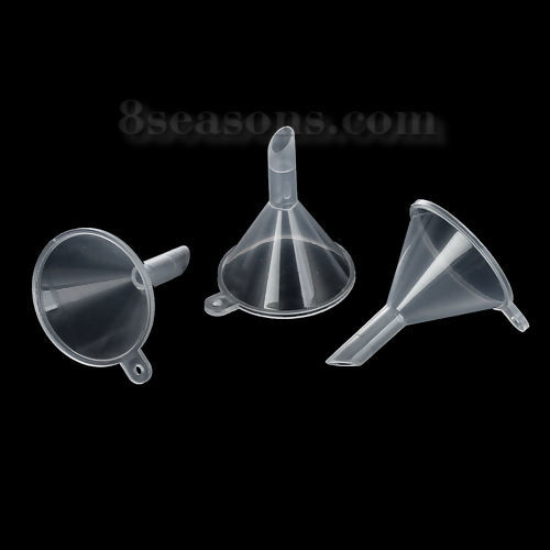 Picture of Polypropylene Make Up Mini Liquid Perfume Funnel Cosmetic Transparent 39mm(1 4/8") x 37mm(1 4/8"), 10 PCs