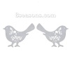 Picture of 304 Stainless Steel Filigree Stamping Pendants Mother Bird Silver Tone Carved Hollow 49mm(1 7/8") x 39mm(1 4/8"), 10 PCs