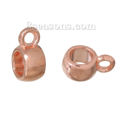 Bild von Zinklegierung Kaution Perlen Rund Rosegold 10mm x 7mm, 100 Stück