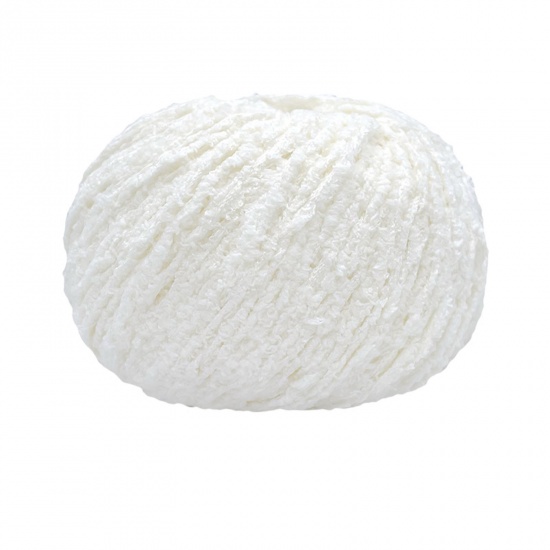 Picture of Polyester Super Soft Knitting Yarn White 4.5mm - 6mm, 1 Roll