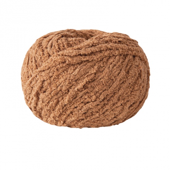 Picture of Polyester Super Soft Knitting Yarn Coffee 4.5mm - 6mm, 1 Roll