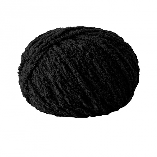 Picture of Polyester Super Soft Knitting Yarn Black 4.5mm - 6mm, 1 Roll