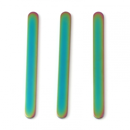 Picture of Stainless Steel Blank Stamping Tags Metal Strips For DIY Open Rings Making Jewelry Findings Rectangle Multicolor One-sided Polishing 52mm x 5mm, 2 PCs