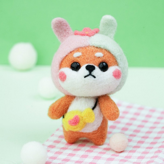 Picture of Felt Neddle Felting Wool Felt Tools Craft Accessories Shiba Inu Dog White & Orange 1 Set