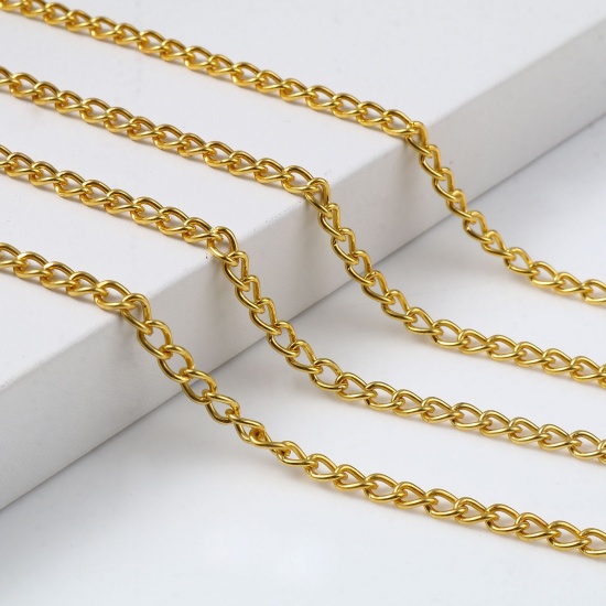 Picture of Copper & Iron Based Alloy Link Curb Chain Findings Gold Plated 5x3mm, 10 M