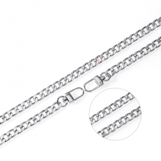 Picture of 9.5mm Iron Based Alloy Purse Chain Strap Silver Tone 120cm long, 1 Piece