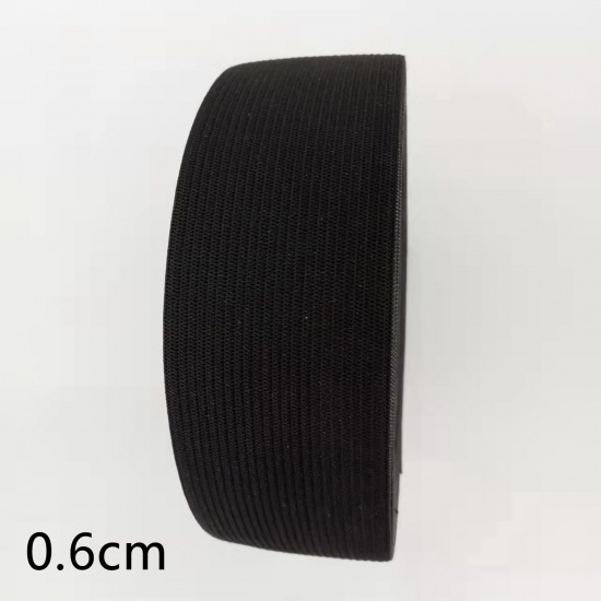 Picture of Polyester Elastic Band For Sewing Trim Black 0.6cm, 1 Roll (Approx 5 Yards/Roll)