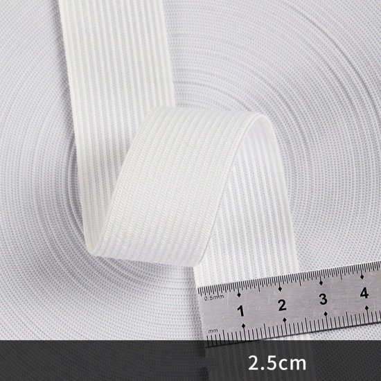 Picture of Polyester Elastic Band For Sewing Trim White 2.5cm, 1 Roll (Approx 5 Yards/Roll)