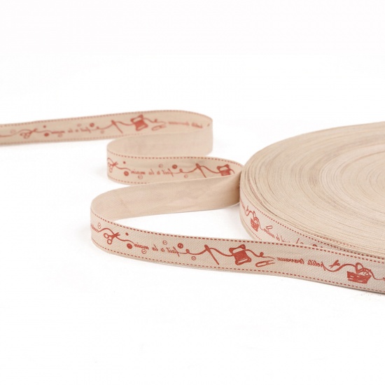 綿 持ち手用テープ ライトコーヒー 縫製ツール 1.5cm、 1 巻 (約 5ヤード/卷） の画像