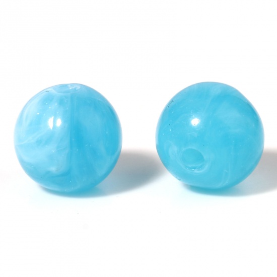 Image de Perles en Acrylique Rond Bleu Ciel Env. 10mm Dia, Trou: env. 2mm, 100 Pcs