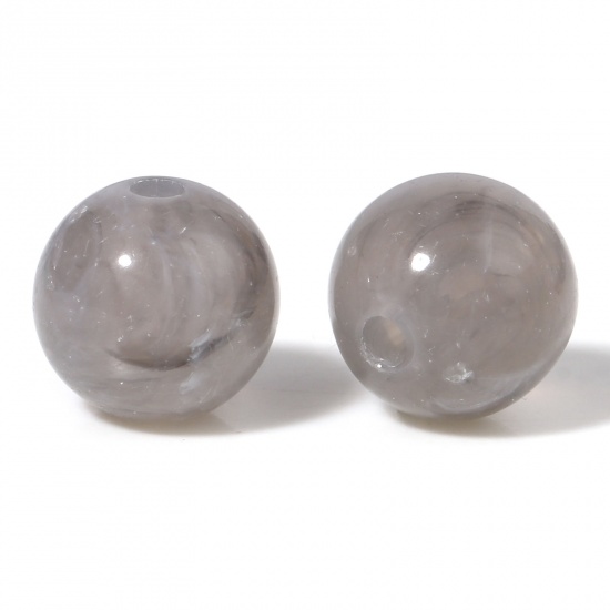 Picture of Acrylic Beads Round Gray About 10mm Dia., Hole: Approx 2mm, 100 PCs