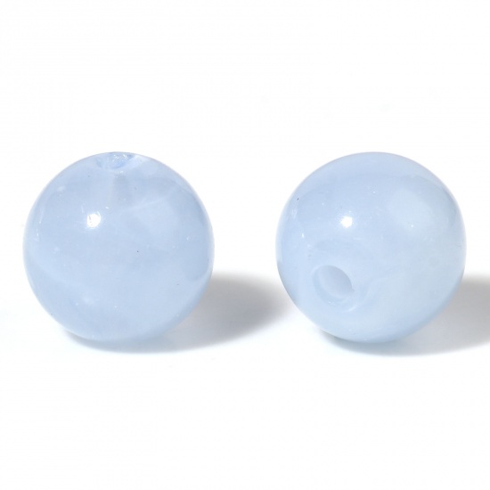 Picture of Acrylic Beads Round Light Blue About 10mm Dia., Hole: Approx 2mm, 100 PCs