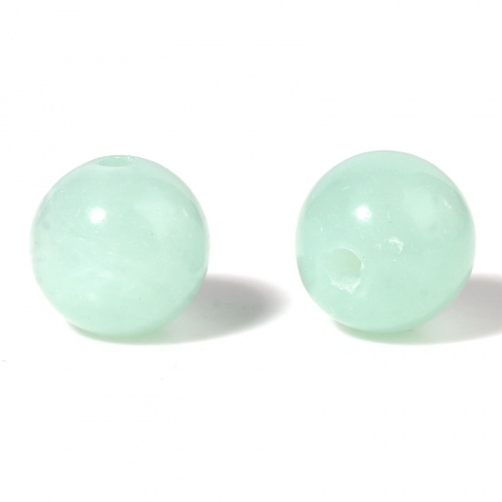 Picture of Acrylic Beads Round Light Green About 10mm Dia., Hole: Approx 2mm, 100 PCs