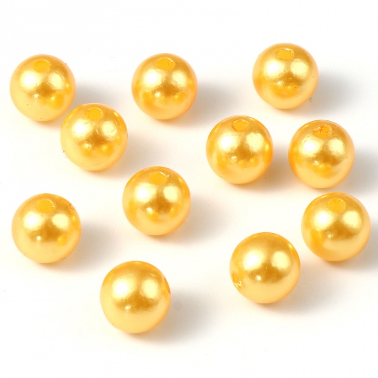 Bild von Acryl Perlen Rund Golden Imitat Perle ca. 6mm D., Loch:ca. 1.7mm, 1000 Stück
