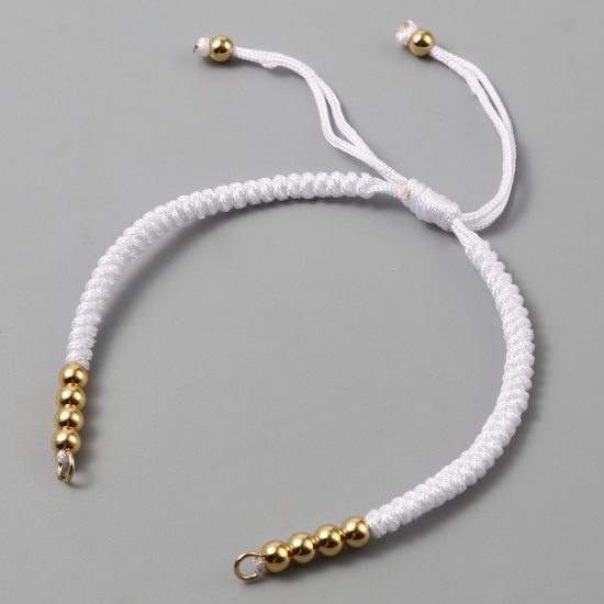 Immagine di Acciaio Inossidabile & Poliestere Braccialetti Intrecciati Oro Placcato Bianco Regolabile 13cm 1 Pz