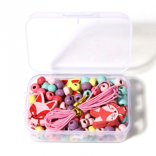 Picture of Natural Wood Spacer Beads Fox Animal Multicolor About 6mm Dia., About 23mm x 18mm, Hole: Approx 2.3mm, 1 Set