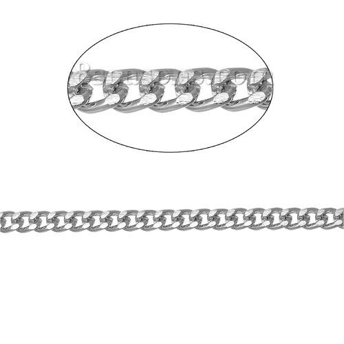 Picture of Aluminum Open Link Curb Chain Finding Silver Tone 5x3.5mm(2/8"x1/8"), 5 M