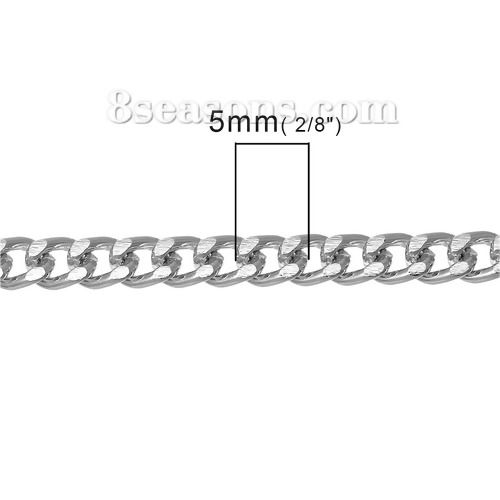 Picture of Aluminum Open Link Curb Chain Finding Silver Tone 5x3.5mm(2/8"x1/8"), 5 M