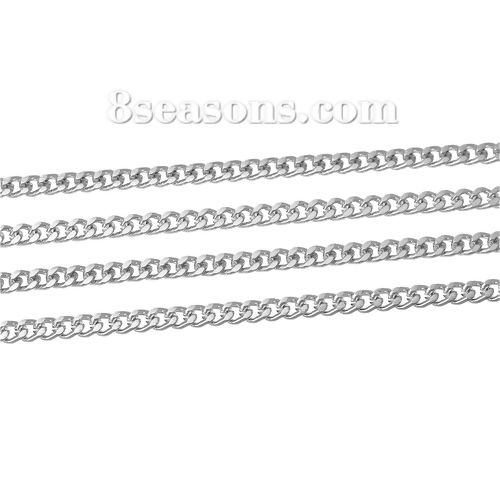 Picture of Aluminum Open Link Curb Chain Finding Silver Tone 5x3.5mm(2/8"x1/8"), 5 M