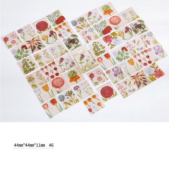 Picture of Paper DIY Scrapbook Deco Stickers Multicolor Square Flower 4.4cm x 4.4cm, 1 Box