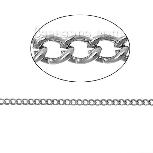 Изображение Железный Сплав Снаряженные Цепи арматуры Серебряный Тон 4x3мм, 10 М