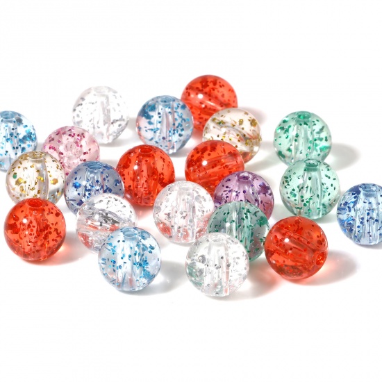 Picture of Acrylic Beads Round At Random Color Mixed Sequins About 10mm Dia., Hole: Approx 2.1mm, 200 PCs