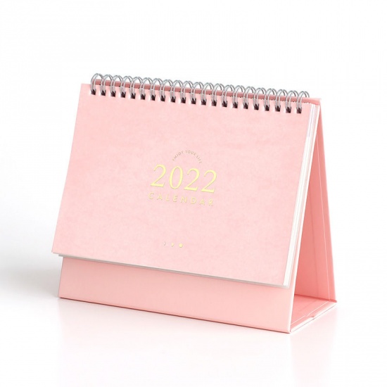 Immagine di Pink - Medium 2022 New Year Paper Standing Flip Desktop Calendar Monthly Planner Daily Schedule 19x16x7cm, 1 Copy