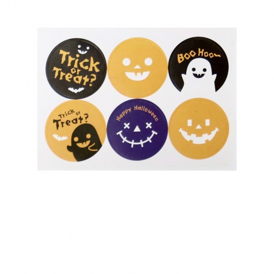 Picture of Paper Seals Stickers Labels Multicolor Round Halloween Ghost 3.7cm Dia., 2 Sheets