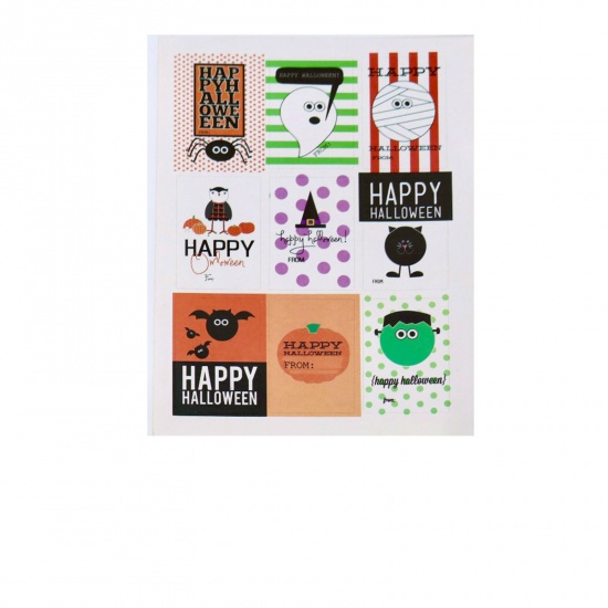 Picture of Paper Seals Stickers Labels Multicolor Pumpkin Halloween Ghost 4cm x 2.7cm, 2 Sheets