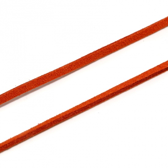 Imagen de Cuerda Terciopelo de Naranja-rojo Ante 3mm, 1 atado (Aprox 5 M/atados)
