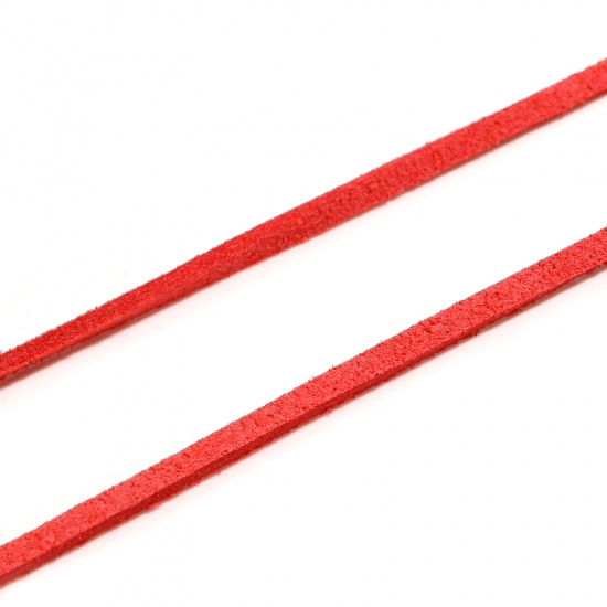 Imagen de Cuerda Terciopelo de Rojo Sandía Ante 3mm, 1 atado (Aprox 5 M/atados)