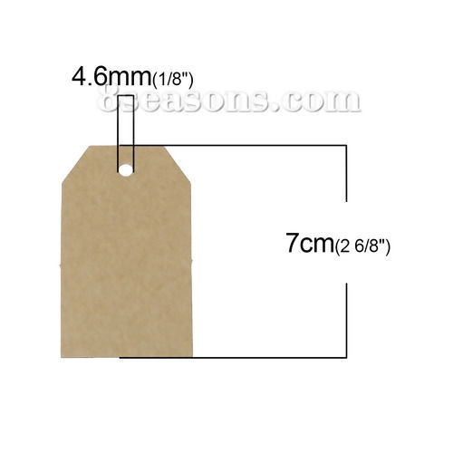 Picture of Paper Label Tags Polygon Brown Blank 70mm(2 6/8") x 40mm(1 5/8"), 50 Sheets