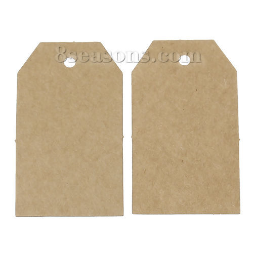 Picture of Paper Label Tags Polygon Brown Blank 70mm(2 6/8") x 40mm(1 5/8"), 50 Sheets