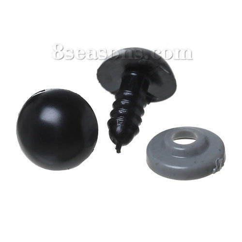 Picture of Resin Toy Doll DIY Making Craft Eyes Black 17mm x12mm( 5/8" x 4/8") 11mm( 3/8") Dia., 200 Sets