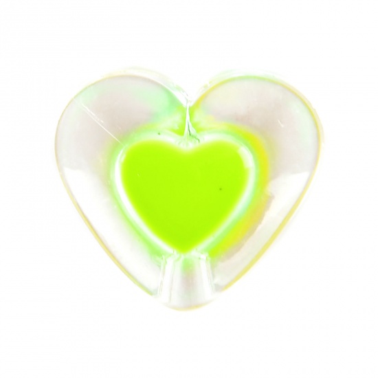 Изображение Акриловые День святого Валентина Бусины Сердце, Лимон Прозрачный, 17мм x 15мм, Отверстие:примерно 2.4мм, 50 ШТ