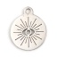 Immagine di 201 Acciaio Inossidabile Religione Charms Tondo Tono Argento Nero Occhio della Provvidenza/ Occhio che Tutto Vede 14mm x 12mm, 5 Pz