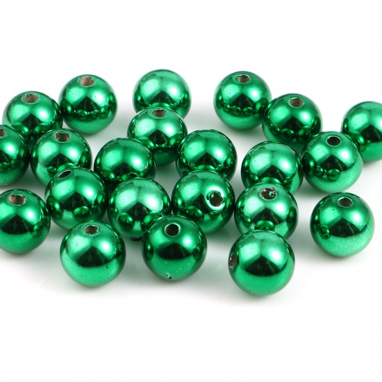 Picture of CCB Plastic Christmas Beads Round Green About 8mm Dia., Hole: Approx 1.7mm, 50 PCs